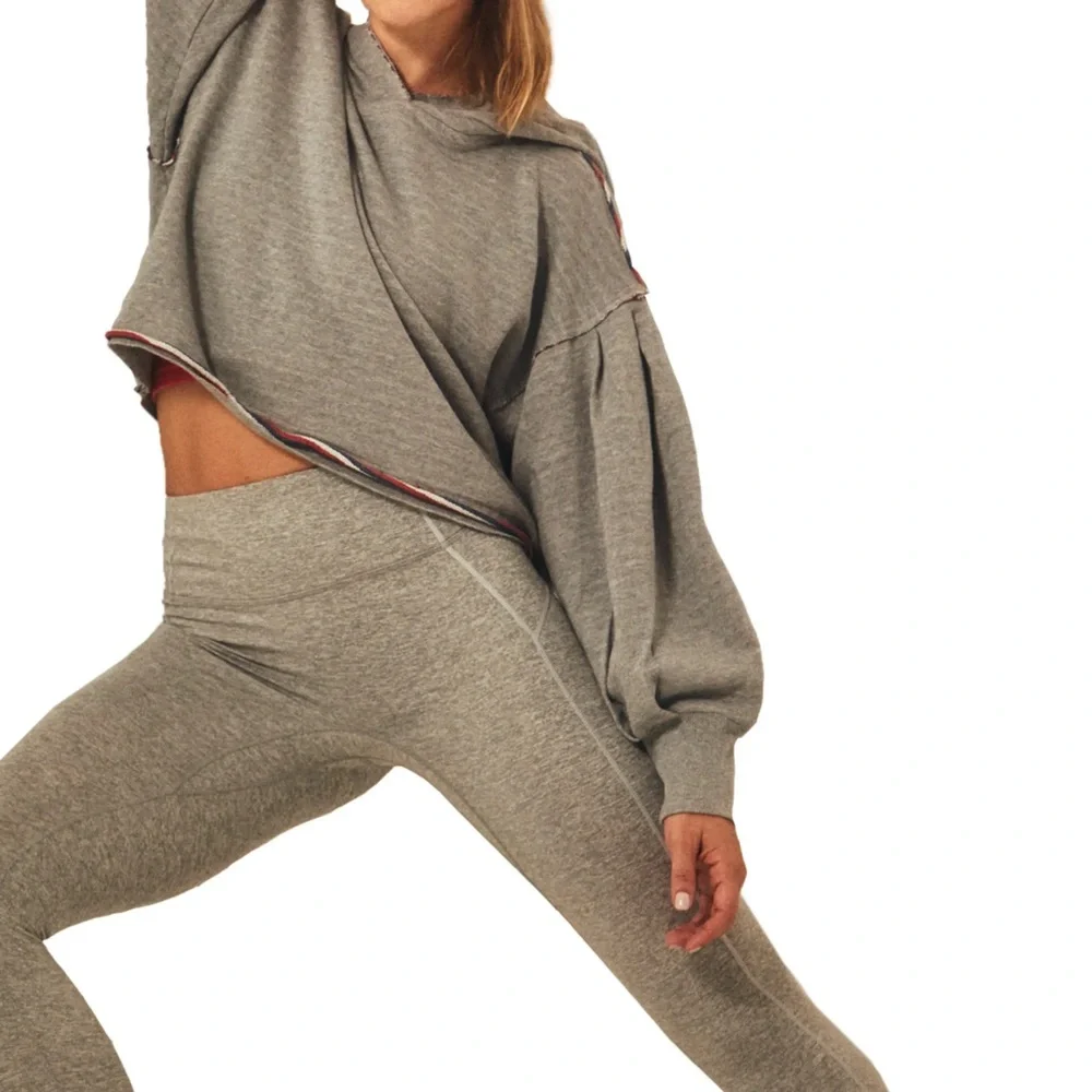 Free People Gray Balloon-Sleeve Hoodie Sweater - Picture 2 of 16